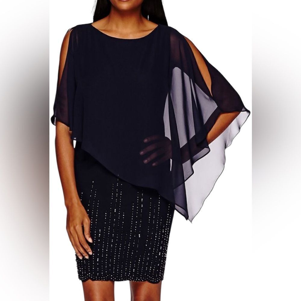 DJ-Jaz Women’s Embellished Sheath Overlay Dress, Size 6,‎ NWT